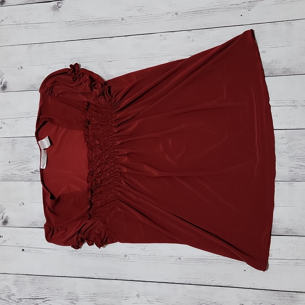 Worthington Petite Stretch Petite Medium Burgundy flowy blouse